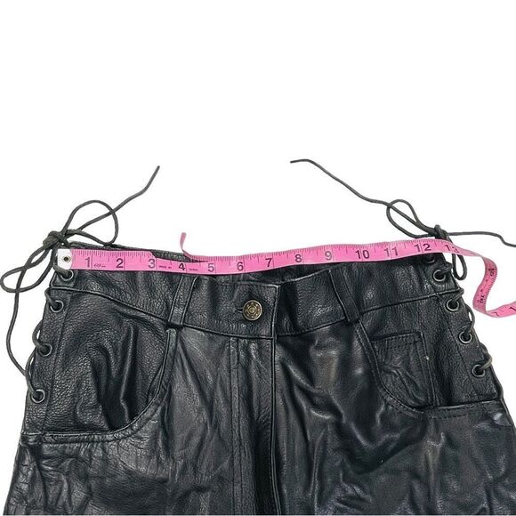 Vintage Leather Gallery Black Leather Lace Front Pants - Size 8 - Picture 7 of 11